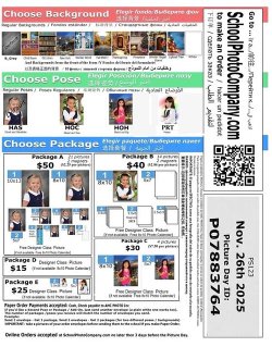 Picture Day Poster with backgrounds, poses and prices.